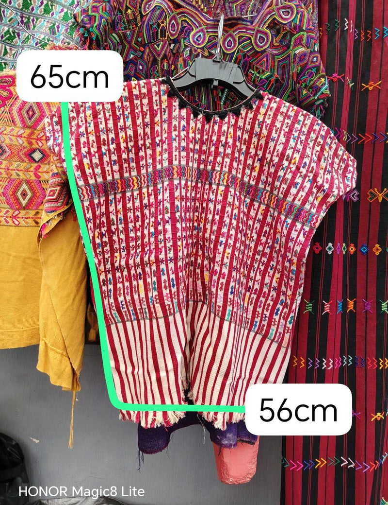 Red candy striped San Lucas huipil #4-231
