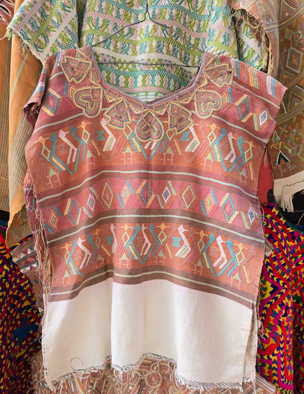 Terracotta and blue Nebaj Huipil #6-241