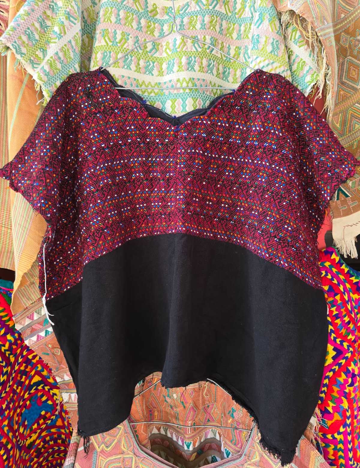 Raspberry and black Nahuala Huipil #6-245