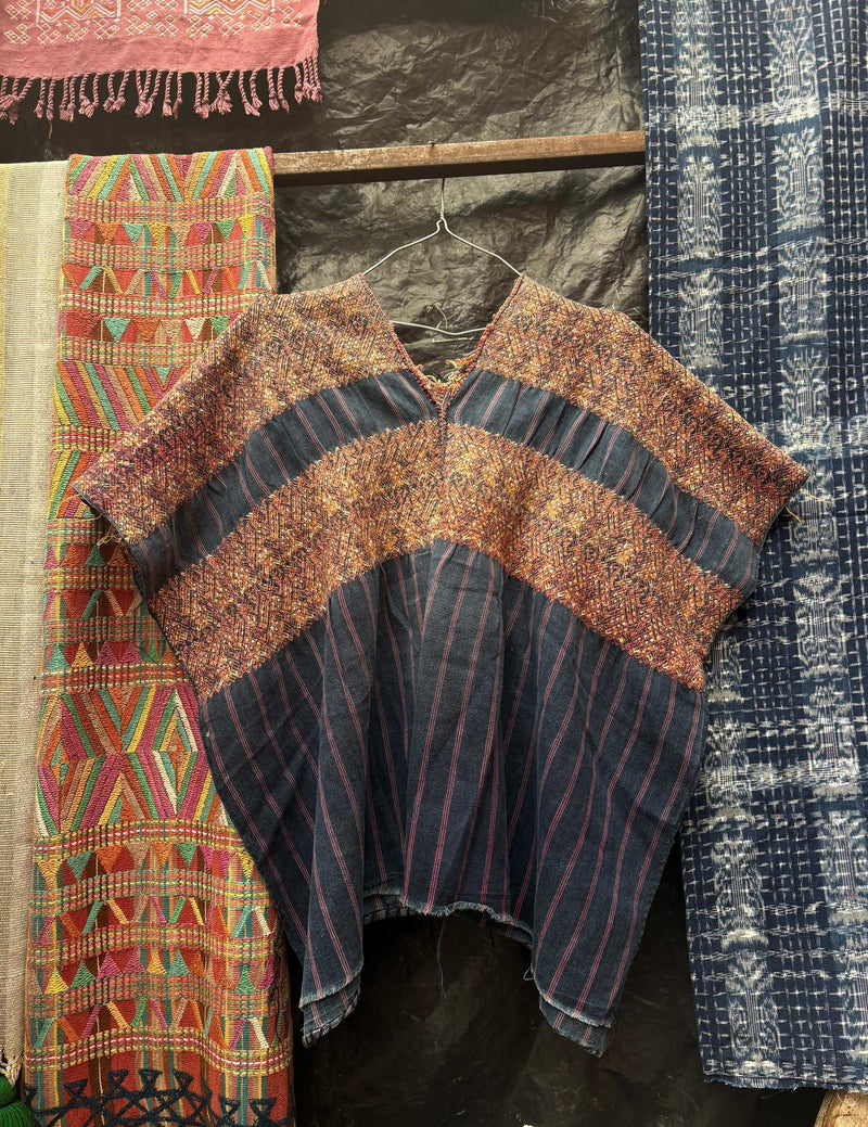Dark indigo and brown Nahuala huipil #4-108