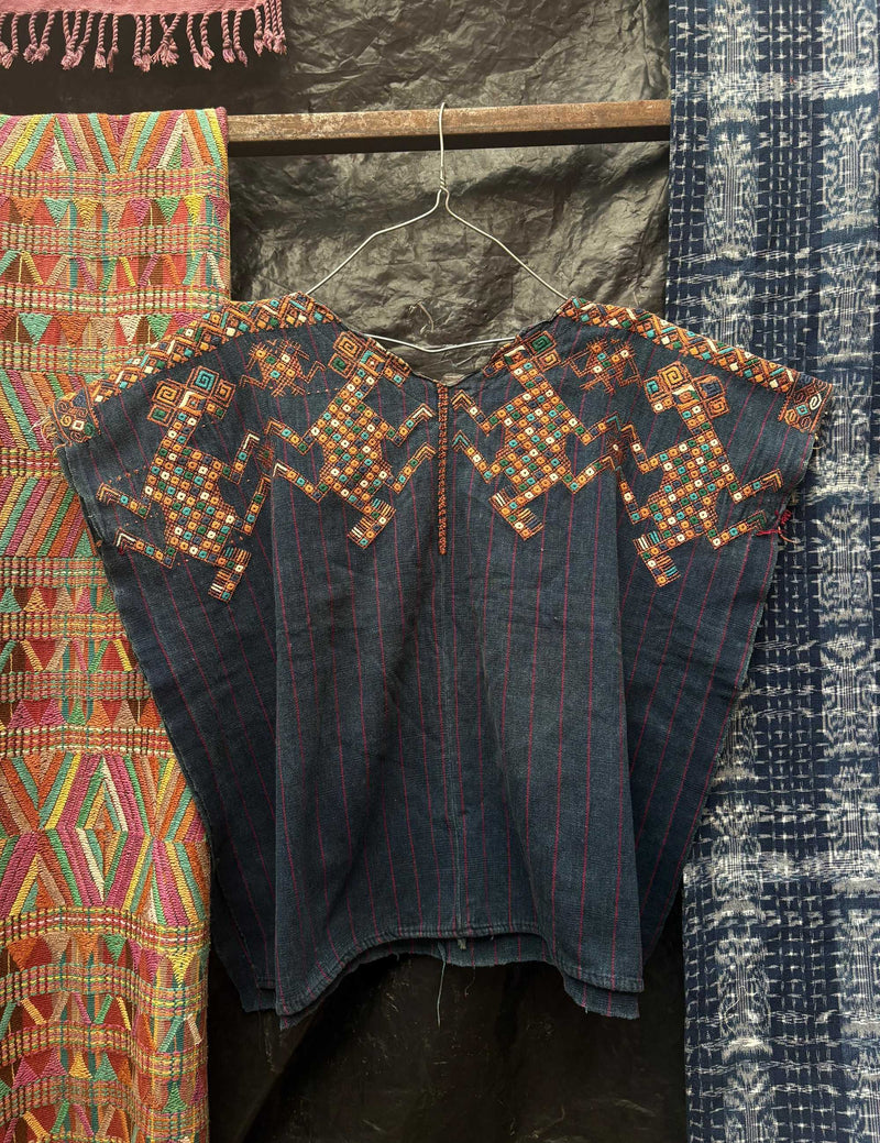 Dark indigo with largatos Nahuala huipil #4-105