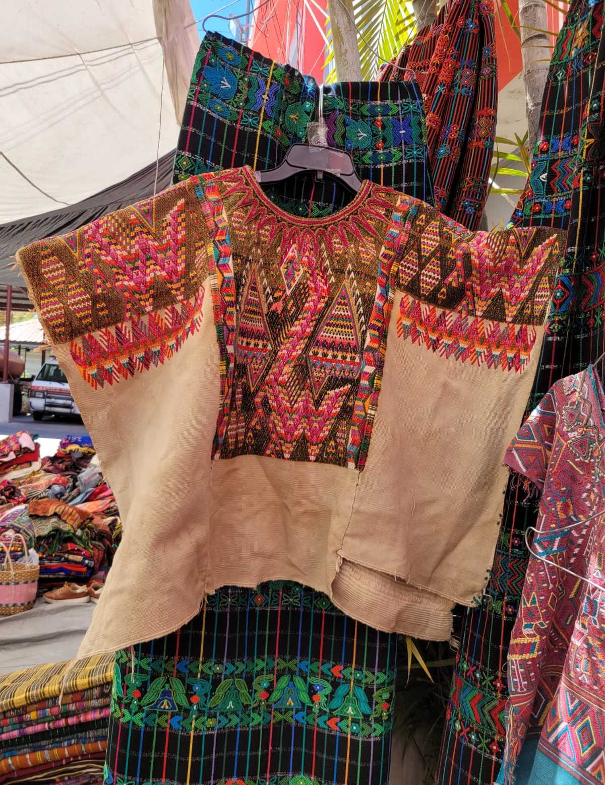 Brown and fawn Chichicastenango huipil #3-47