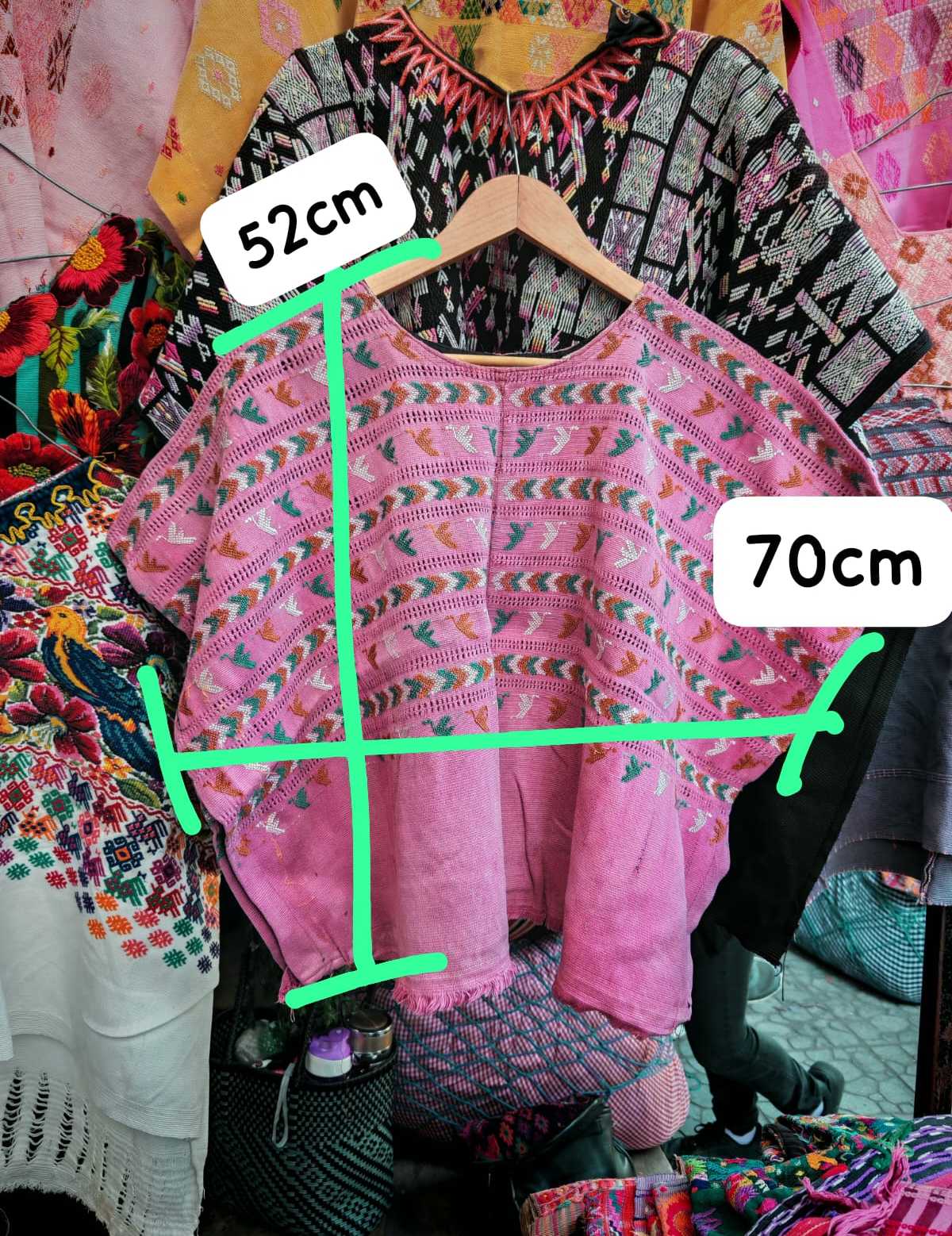Pink and green San Lucas Toliman huipil #1-57