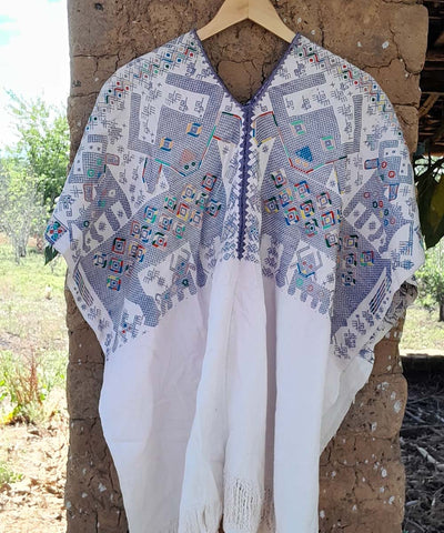 Vintage Guatemalan huipil with handwoven Mayan embroidery