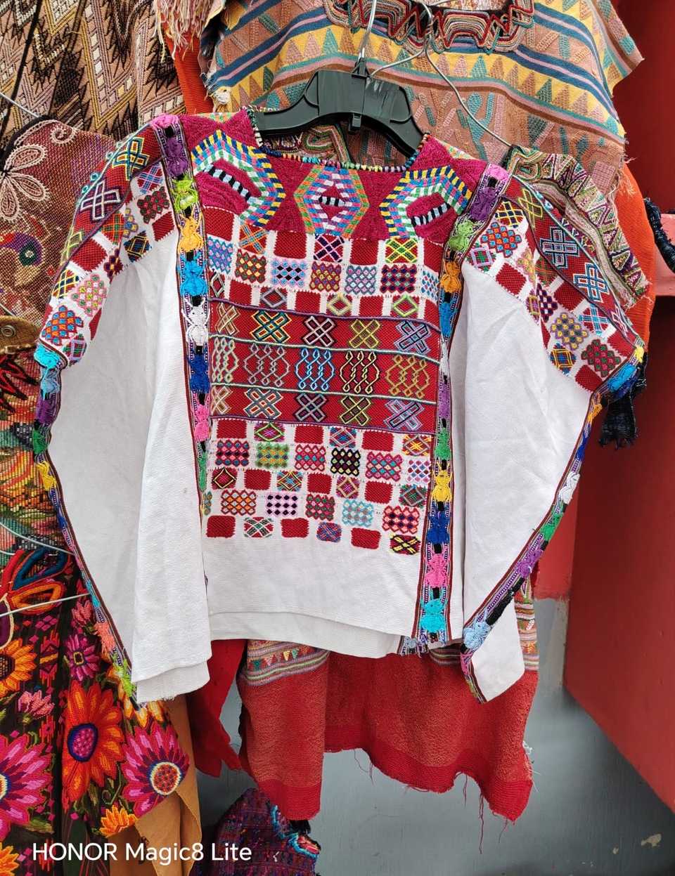 Burgundy and white Colotenango huipil #5-182