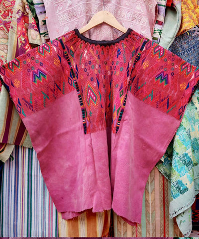 Vintage Guatemalan huipil with handwoven Mayan embroidery