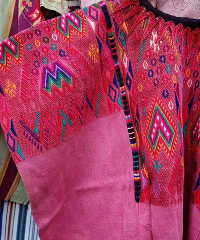 Vintage Guatemalan huipil with handwoven Mayan embroidery