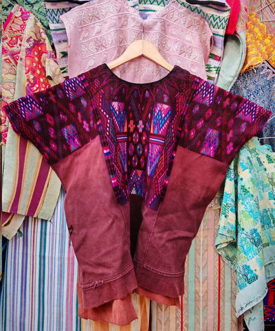 Vintage Guatemalan huipil with handwoven Mayan embroidery