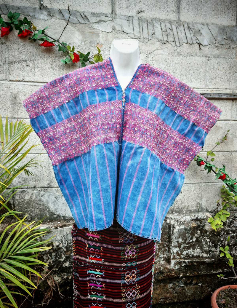 Faded indigo and red Nahuala huipil #4-136
