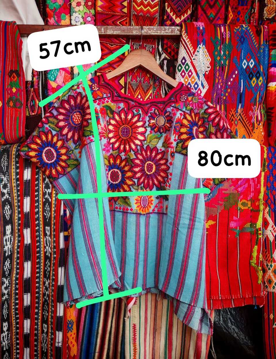 Blue striped Chichicastenango huipil #6-92