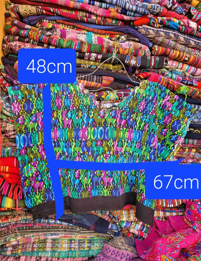 Colourful on black Coban huipil #2-48