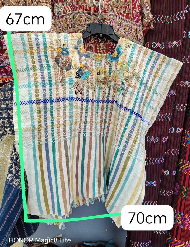 Blue and green gingham Santiago huipil #5-318