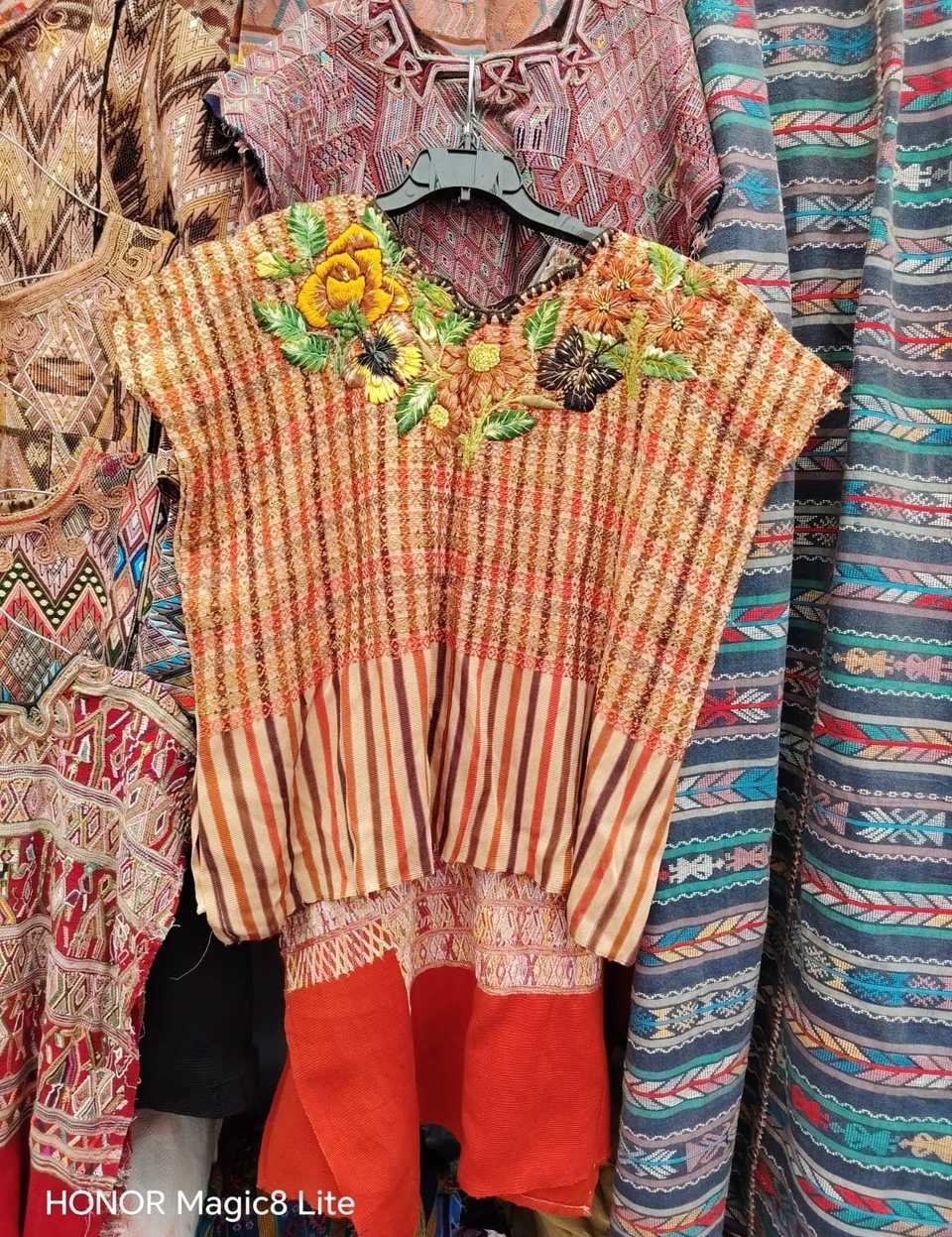 Orange gingham Santiago huipil #4-311