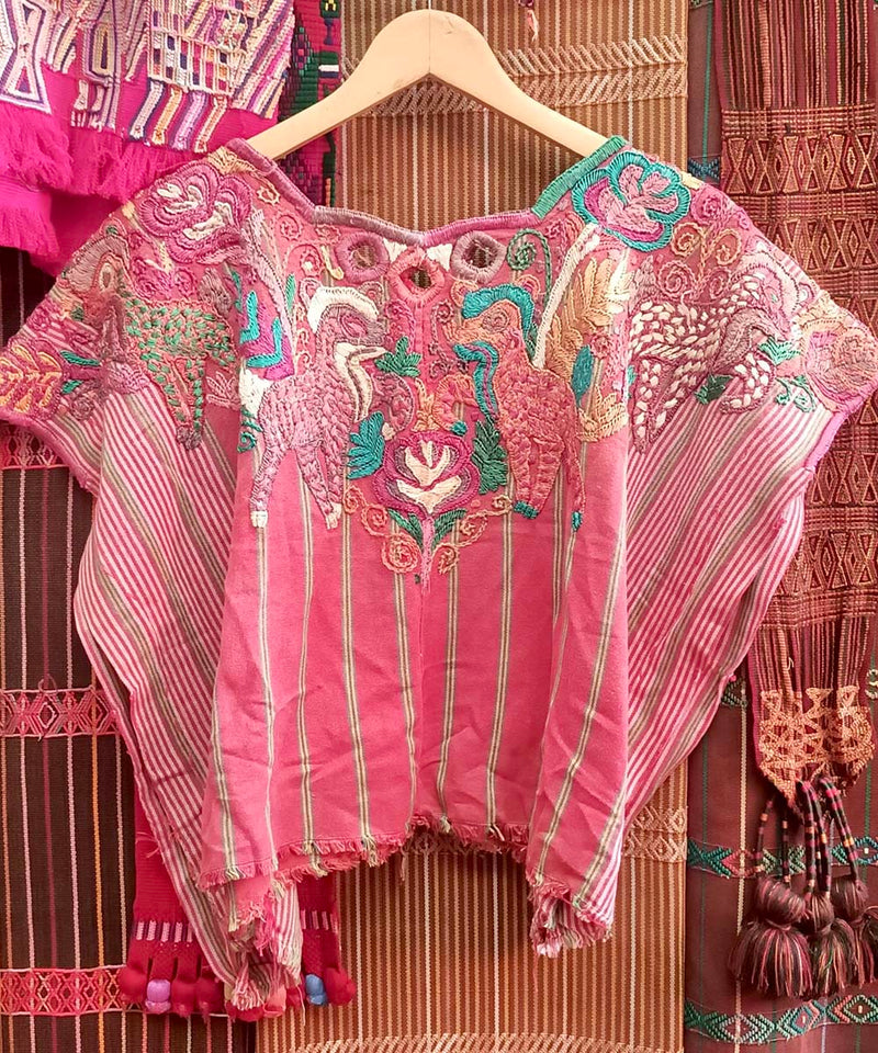 Vintage Guatemalan huipil with handwoven Mayan embroidery