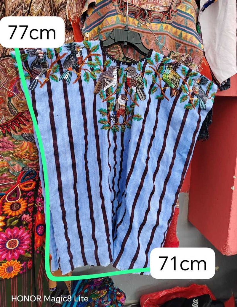 Blue and black striped Santiago huipil #5-175