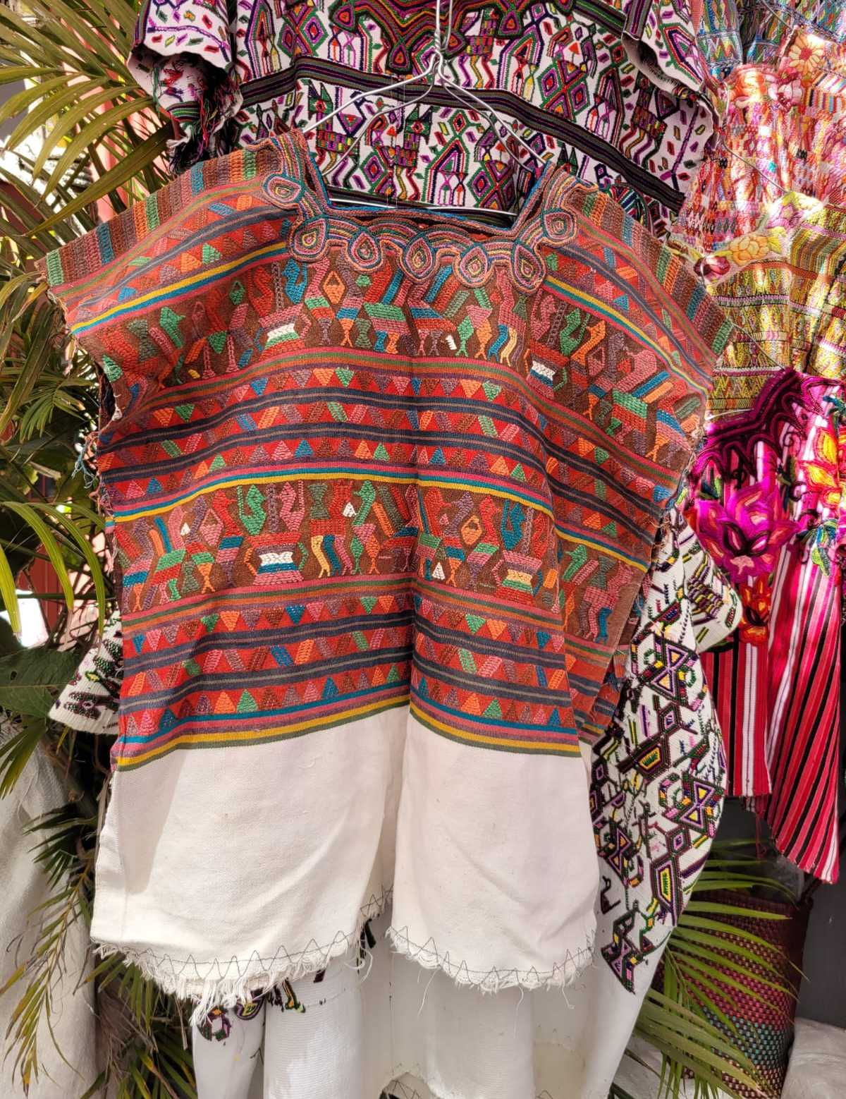 Colourful on red Nebaj huipil #3-69