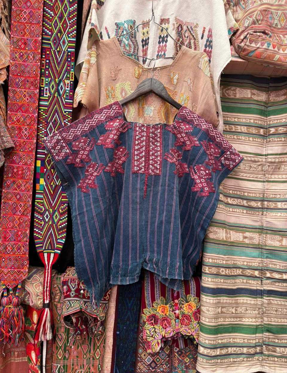 Red and indigo Nahuala huipil #2-100