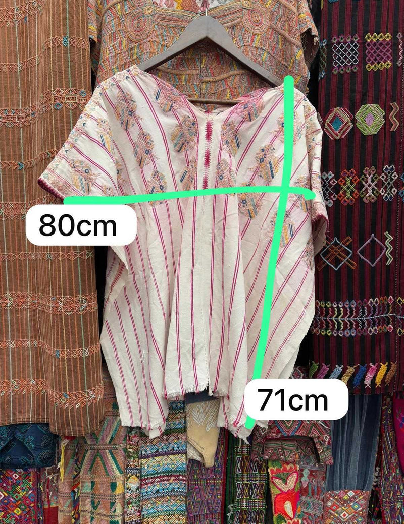 (Reserved for Andrea) Pale striped Nahuala Huipil #1-37