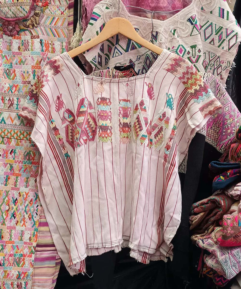 Vintage Guatemalan huipil with handwoven Mayan embroidery