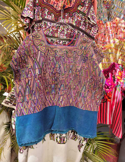 Blue and berry Nebaj huipil #3-68