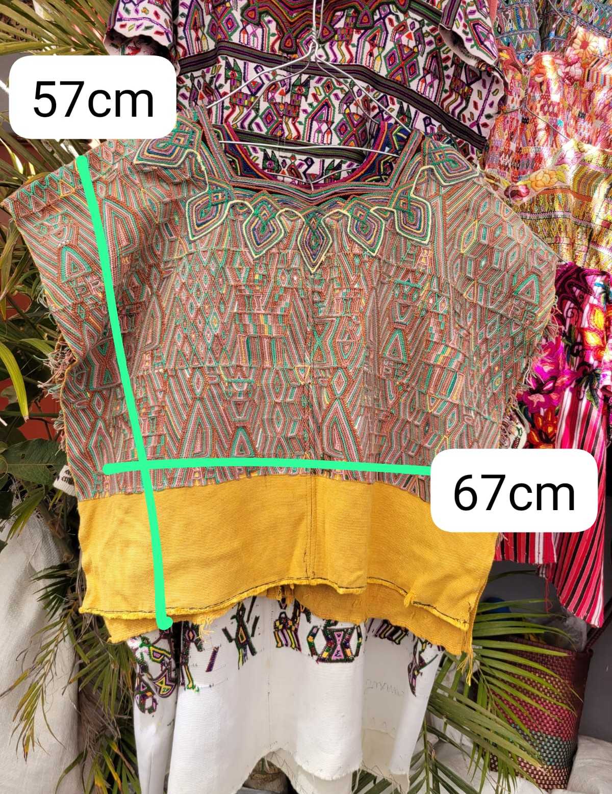 Pink turquoise and yellow Nebaj huipil #3-66