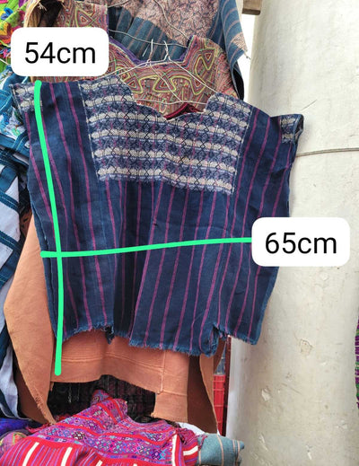 Striped indigo Nahuala huipil #3-26