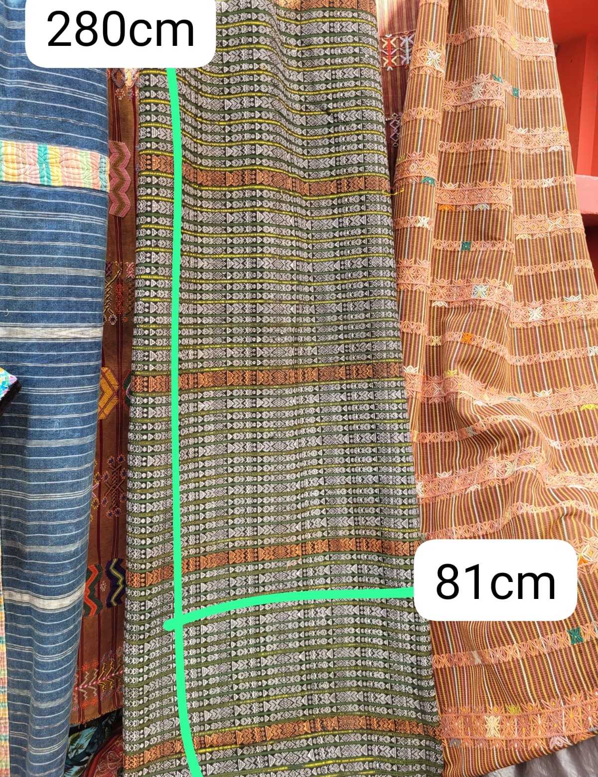 Green and peach handwoven corte #2-105