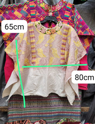 Pale mauve and yellow Xela huipil #3-18