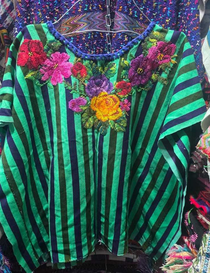 Green striped Santiago huipil #2-56