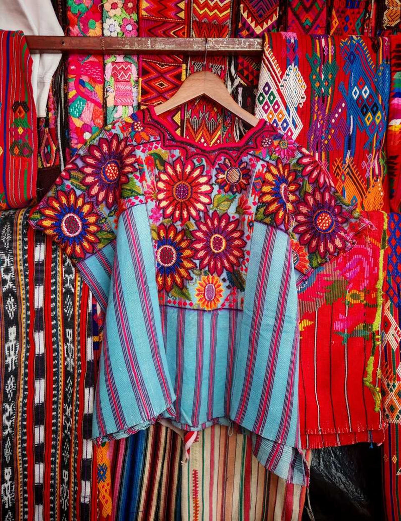 Blue striped Chichicastenango huipil #6-92