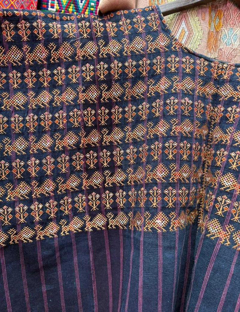 (Reserved for Belen) Dark indigo Nahuala huipil #2-99