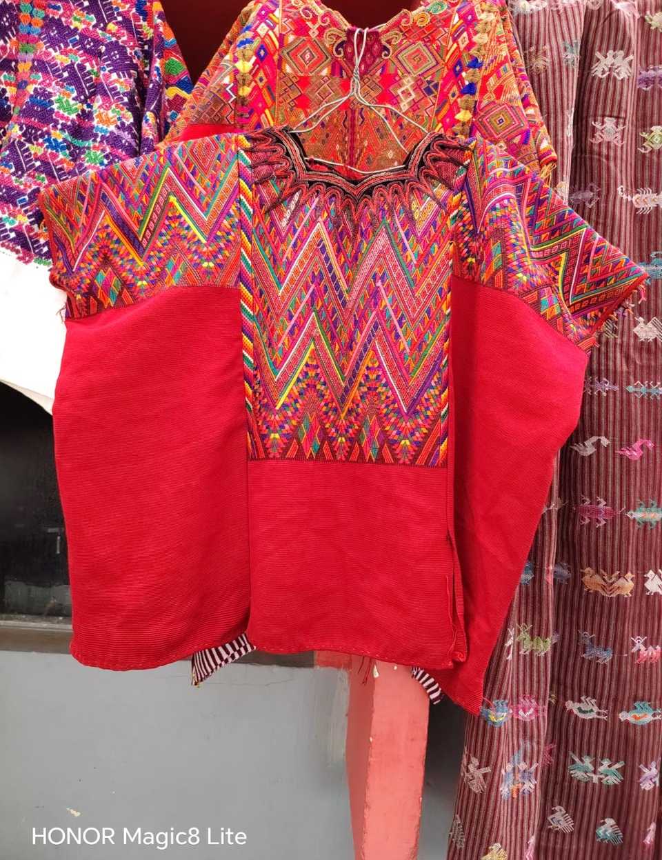Red geometrics Chichicastenango huipil #6-8