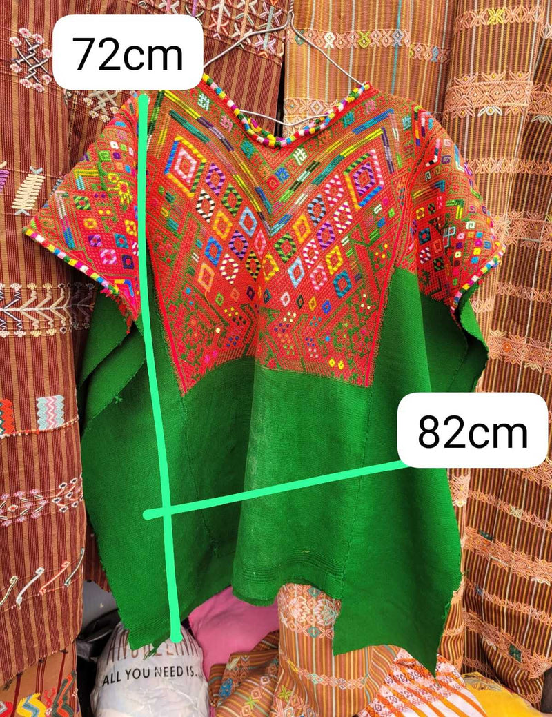 (Reserved for Kate) Red and green Chichi huipil #2-75