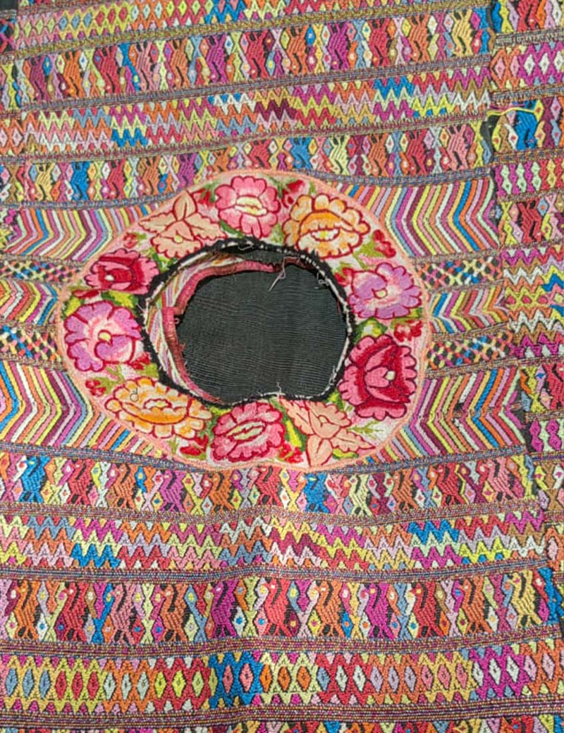 Colourful on black San Juan Cotzal huipil #4-148