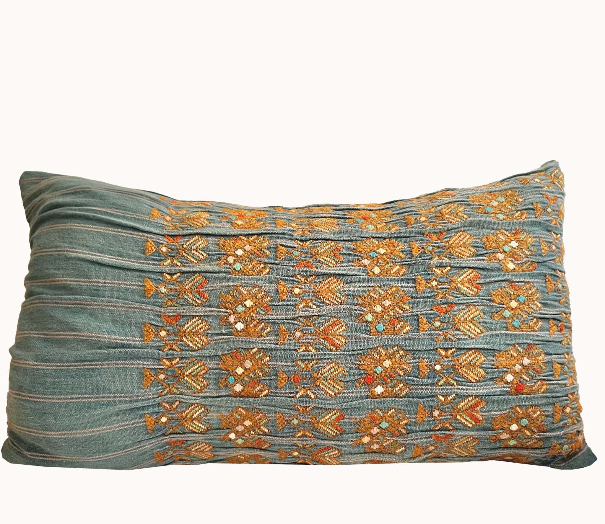 Faded Indigo and Mustard Nahuala Pillow