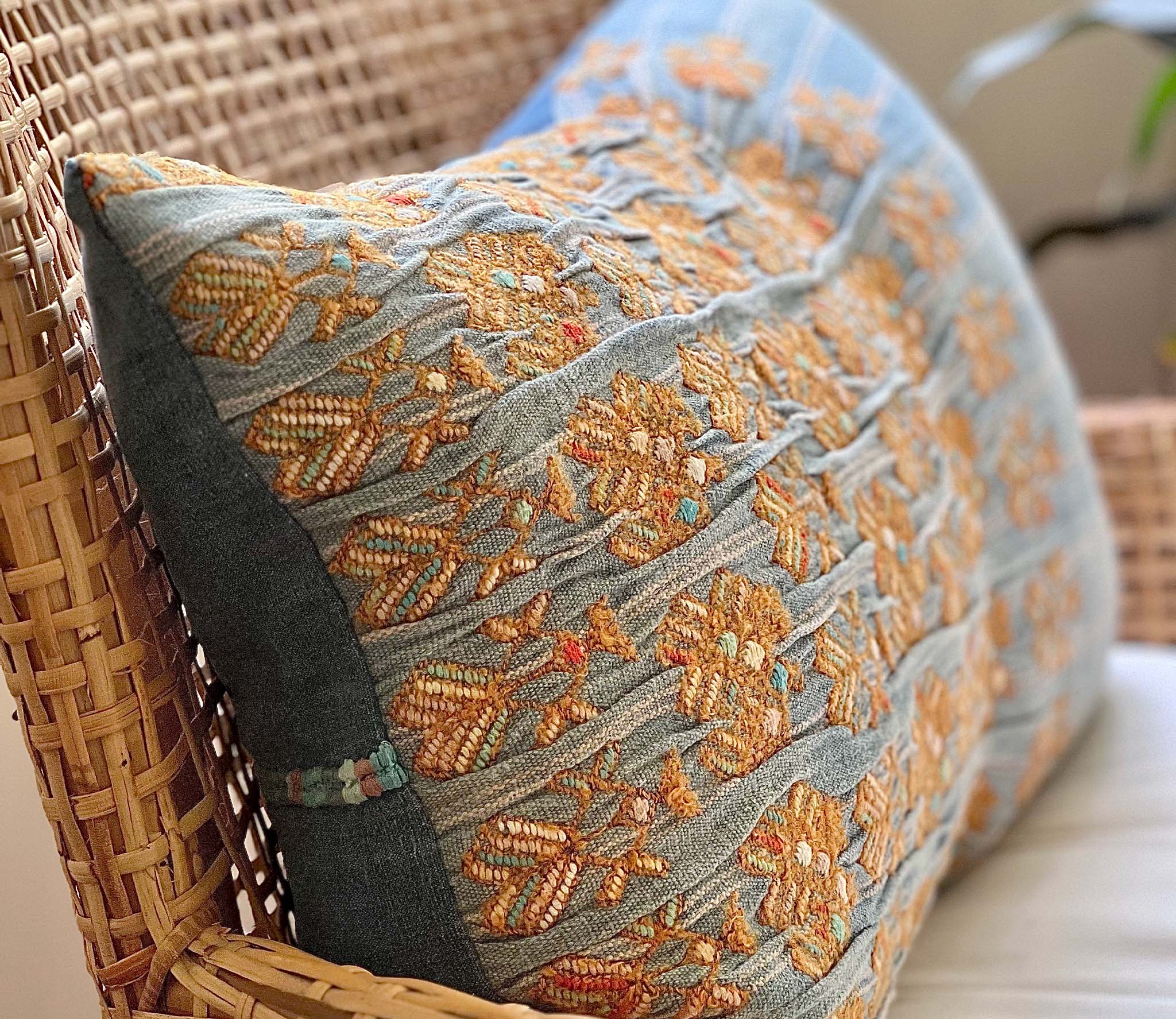 Faded Indigo and Mustard Nahuala Pillow