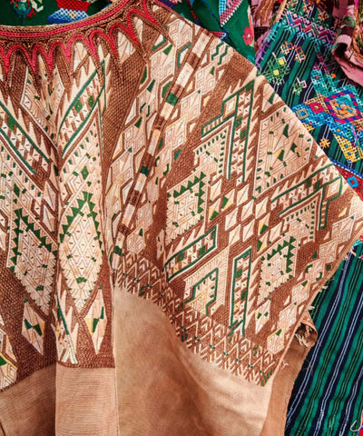 Brown and beige Chichi huipil