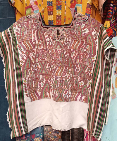 Brown and green Nebaj huipil