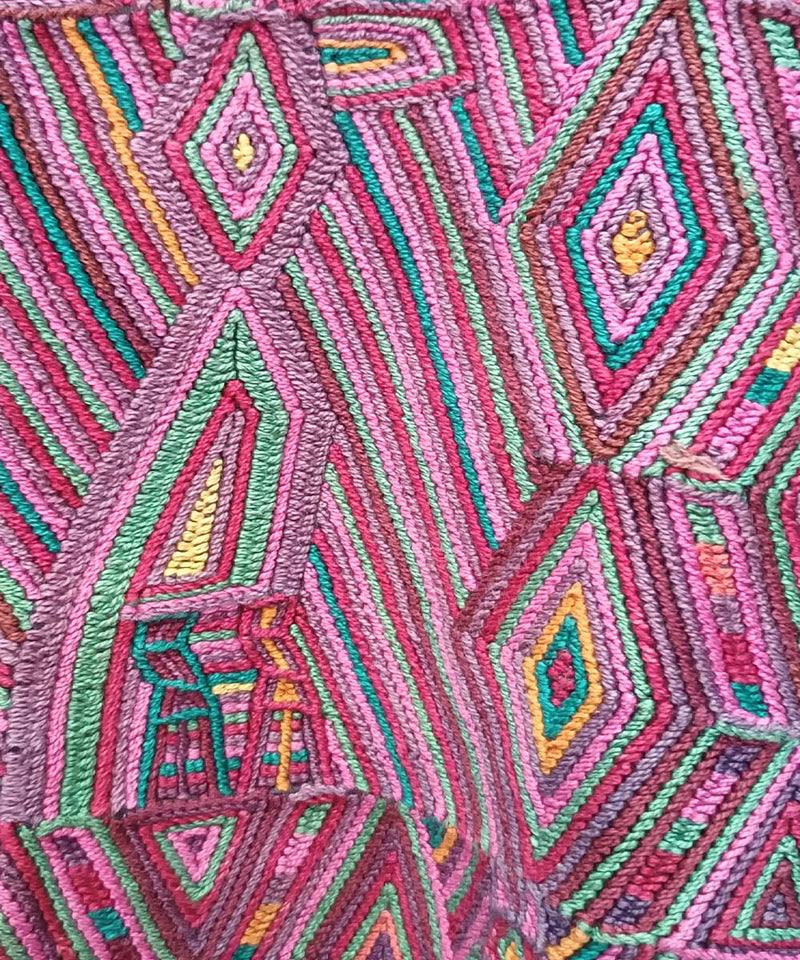 Fuchsia and brown Nebaj huipil