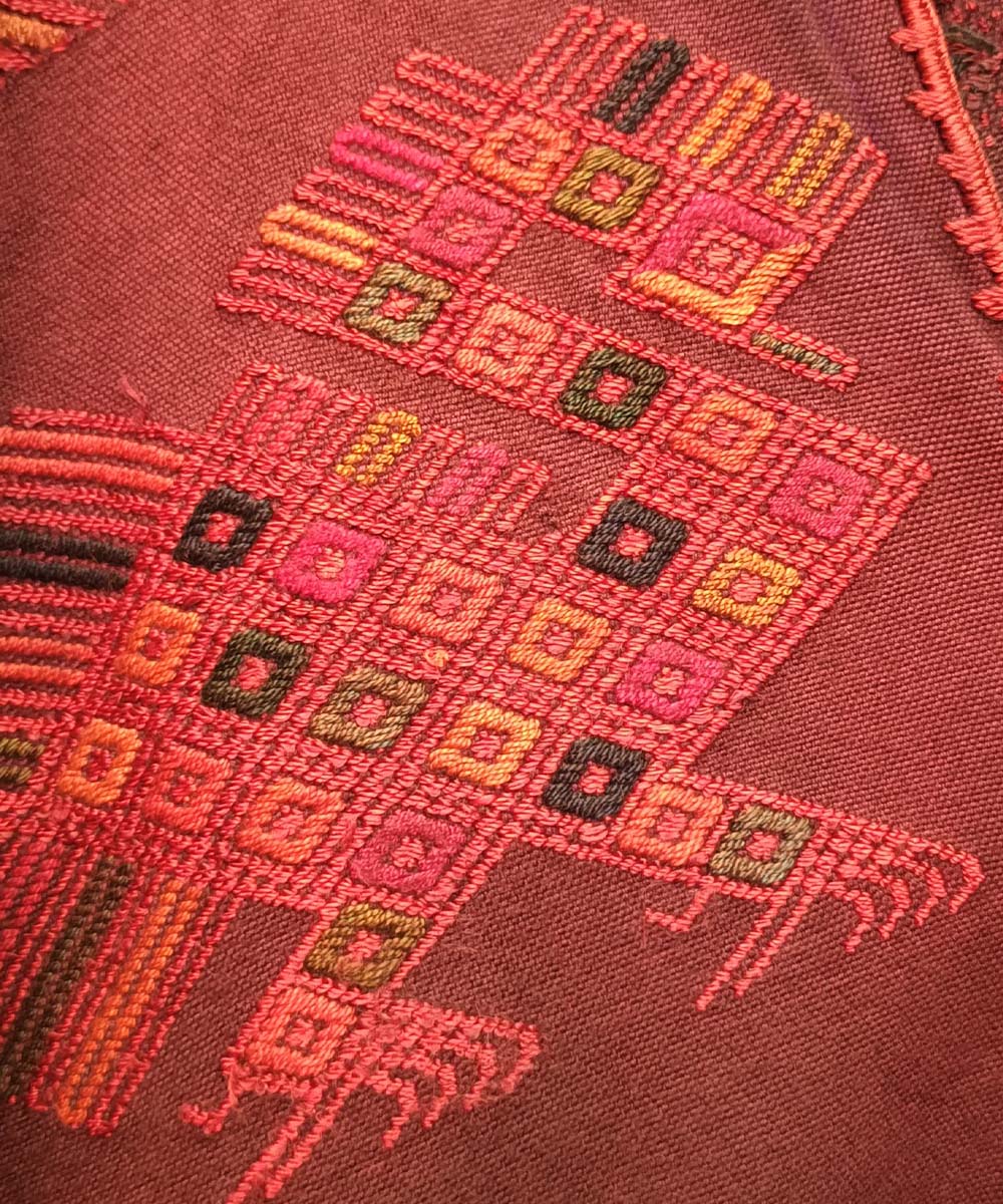 Brown and Red Nahuala huipil