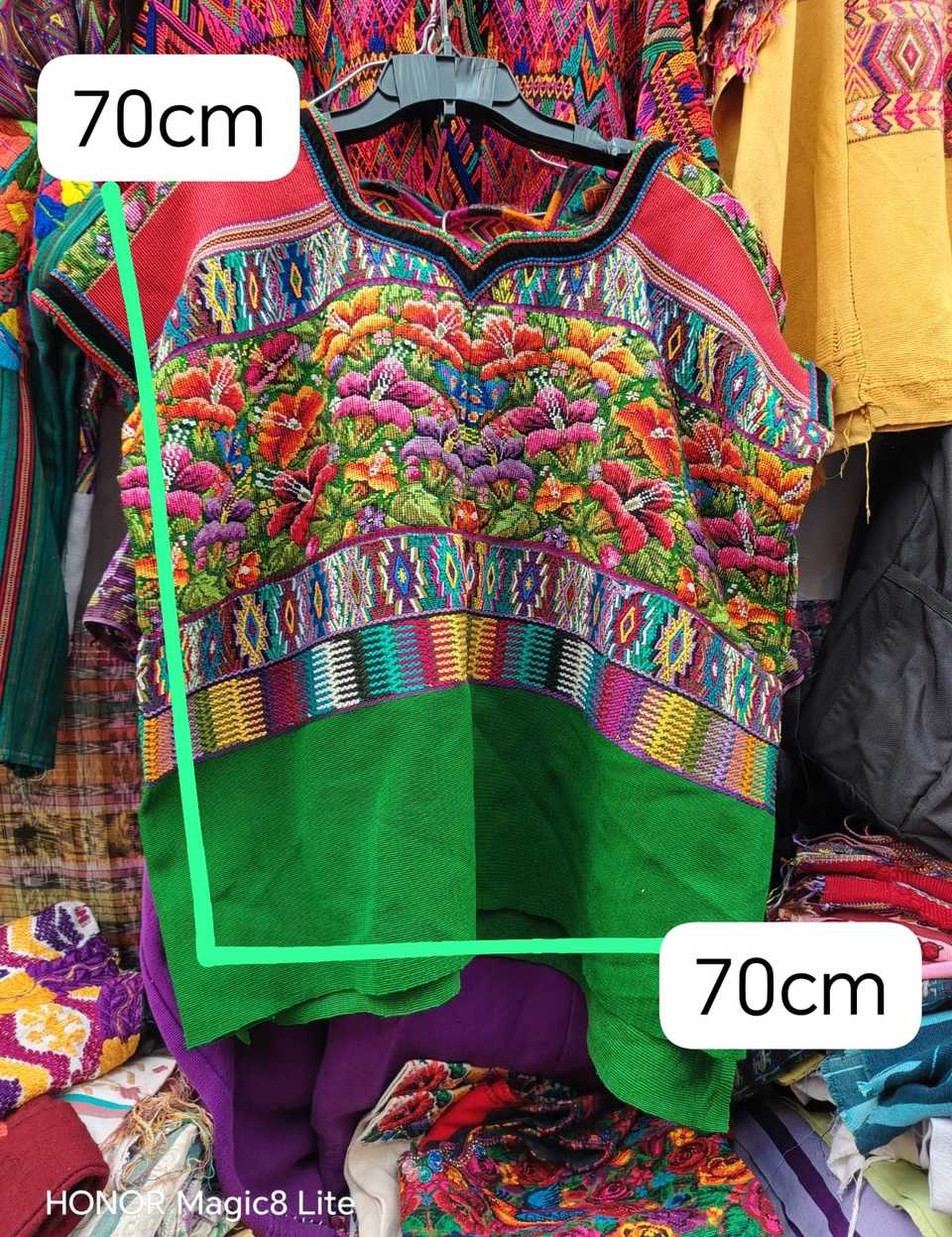 Floral on green Aguas Calientas huipil #4-251