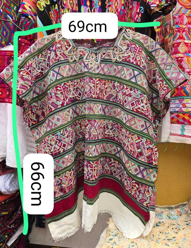 Traditional red and green Nebaj huipil #5-89