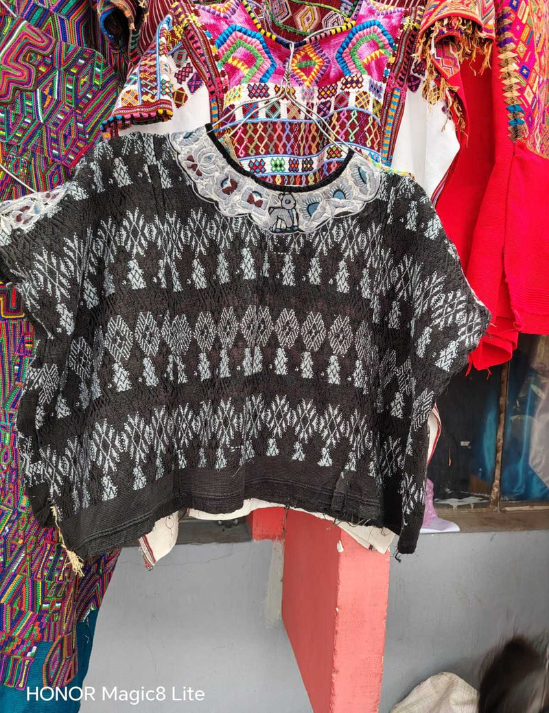Grey and black Coban huipil #6-149