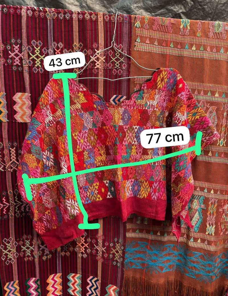 Colourful red Coban huipil #5-385
