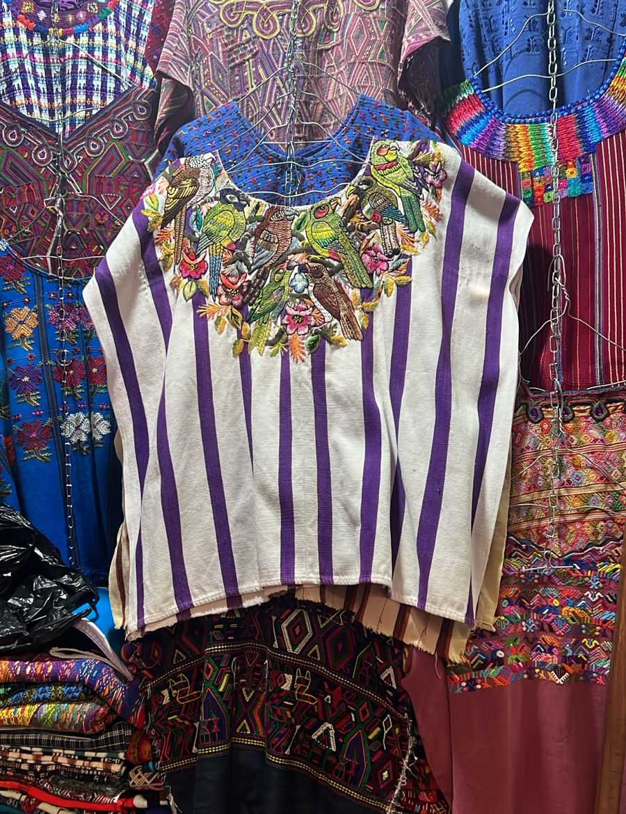 (Reserved for Cheryl) Purple striped Santiago huipil #3-64