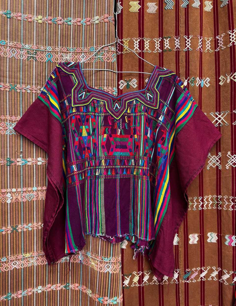 Party burgundy Nebaj huipil #5-159
