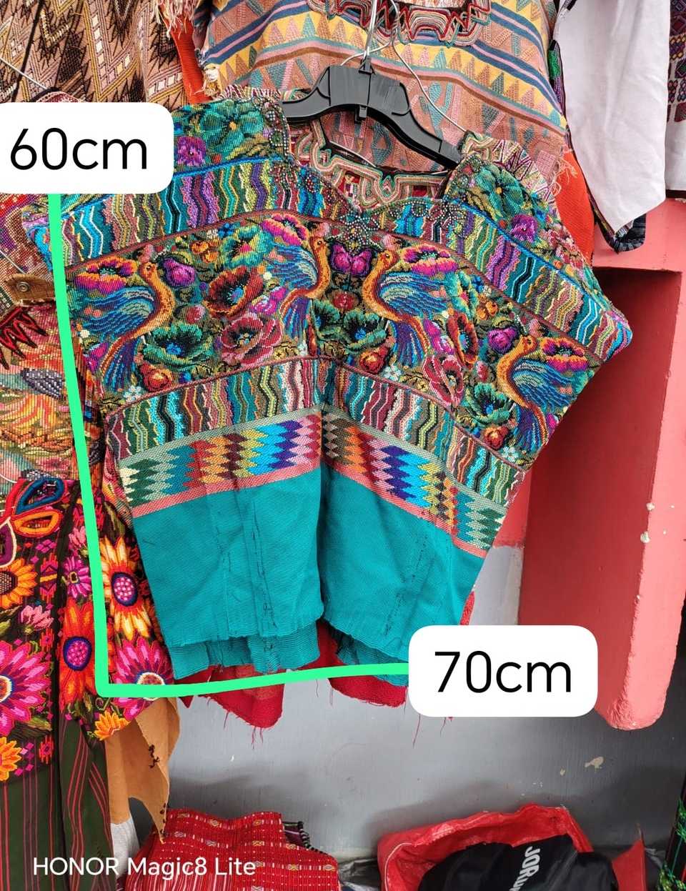 Colourful on turquoise guas Calientas huipil #5-170