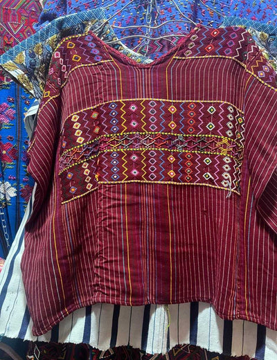 (reserved for April) Burgundy Colotenango huipil #2-129