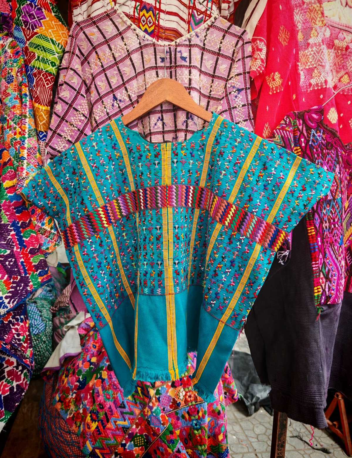 Turquoise and mustard San Lucas huipil #6-45