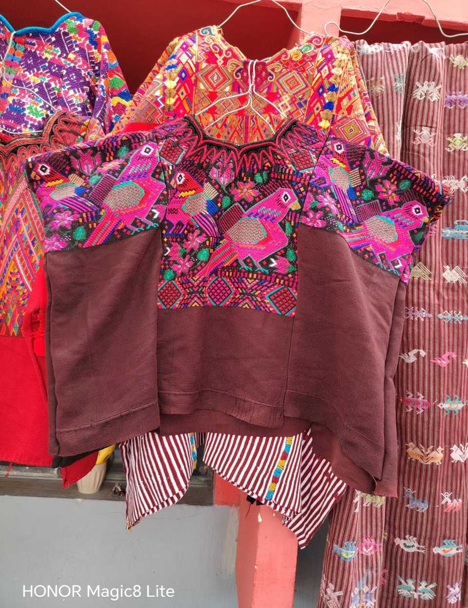 Pink and maroon Chichicastenangoj huipil #6-5